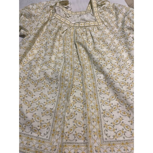 Max Studio London 1X Floral Yellow & White Boho Blouse With Puff Sleeves New - Picture 8 of 12